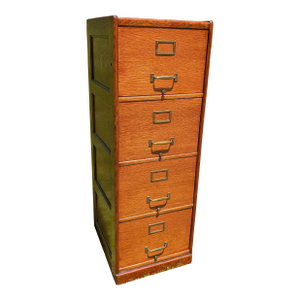 Antique Quarter Sawn Oak Four Drawer File Cabinet 1920s Lot 1