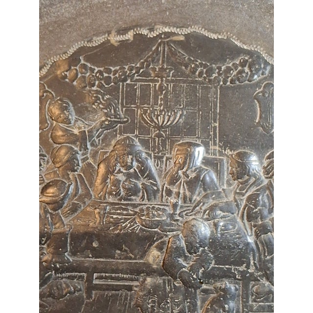 18th Century Continental Pewter Sukkot Sukkah Plate Hebrew Engraved Rare Relief Judaica For Sale In Boston - Image 6 of 18