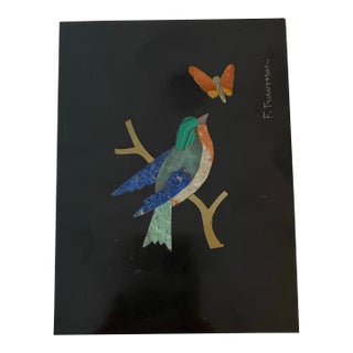 Pietra Dura Plaque of Bird and Butterfly For Sale