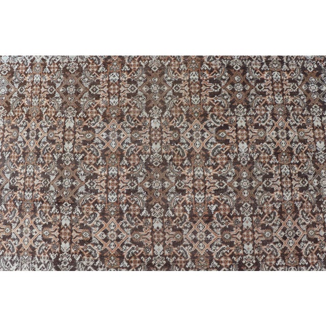 Ivory Antique Mahal Persian Carpet With All-Over Herati Design in Ivory, Gray & Brown 10'4 X 17'3 For Sale - Image 8 of 16