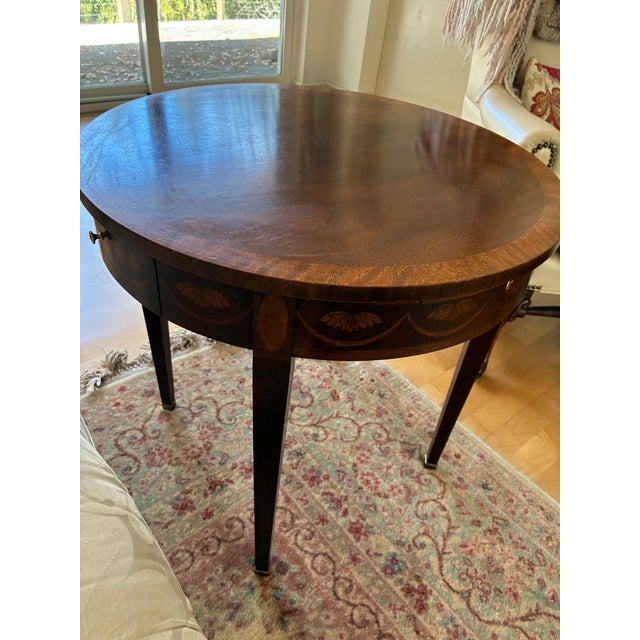 Brown Late 20th Century Baker Furniture Federal Inlaid Mahogany Side Table For Sale - Image 8 of 9