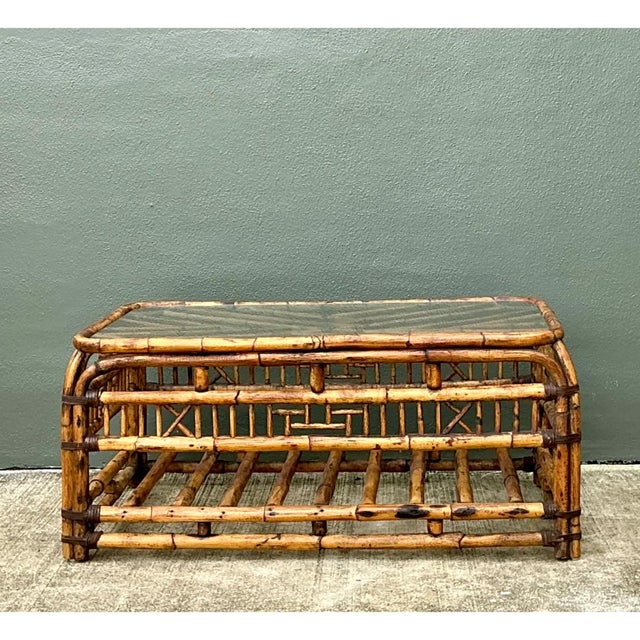 Vintage Bamboo Fretwork and Glass Coffee Table For Sale - Image 9 of 12