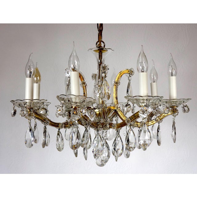 Gold Maria Theresia 8-Light Chandelier from Palwa, 1960s For Sale - Image 8 of 13