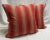 Pair of Pillow Covers Made Out Vintage French Ticking Fabric Fragment Brick Red For Sale In Los Angeles - Image 6 of 6