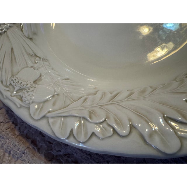 Ceramic Vintage White Ceramic Embossed Serving Bowl by La Ceramica VBC For Sale - Image 7 of 12