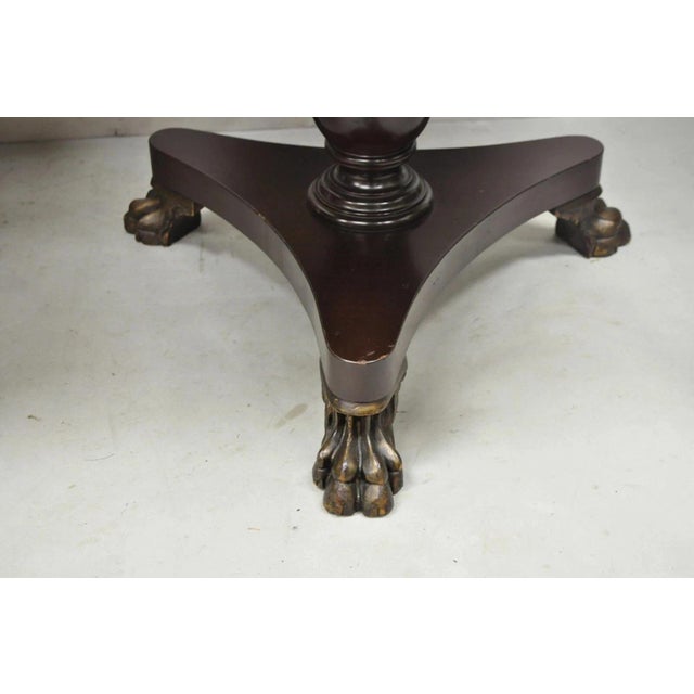 Vintage French Empire Style Mahogany 2 Tier Paw Feet Side End Tables - A Pair For Sale - Image 12 of 12
