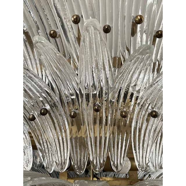 Mid-Century Modern Palmette Chandelier in Clear Glass, 1990s For Sale - Image 3 of 18