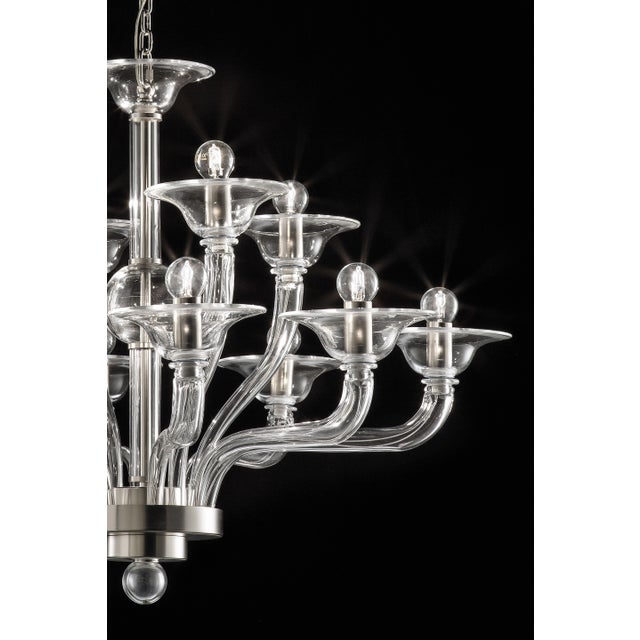 Modern Transparent Linear Murano Glass Chandelier For Sale - Image 4 of 6