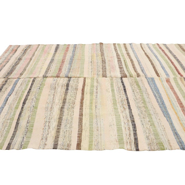 Mid 20th Century Vintage Striped Turkish Kilim Rug For Sale - Image 4 of 7