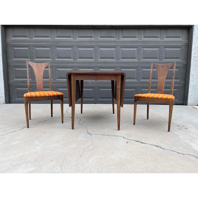1960s Broyhill Saga Drop Leaf Dining Table With One Leaf and Two