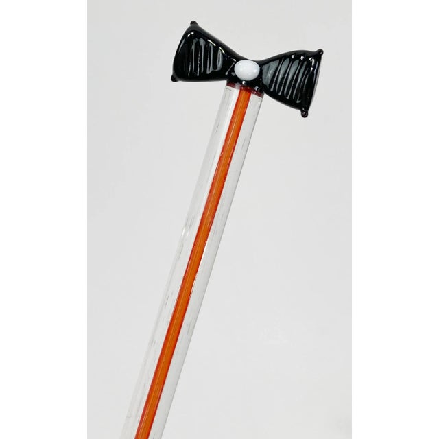 Mid 20th Century Vintage Blown Glass Top Hat Bowtie Swizzle Stir Sticks, S/4 For Sale - Image 5 of 5
