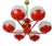 Mid-Century Modern Chandelier in Red Metal and Brass, 1960s For Sale