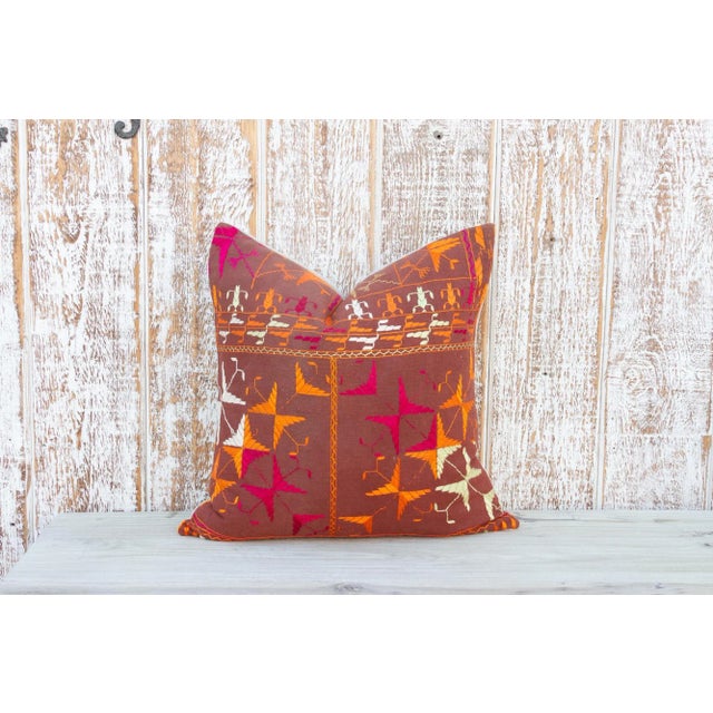 Indian Zol Antique Indian Folk Pillow For Sale - Image 3 of 9