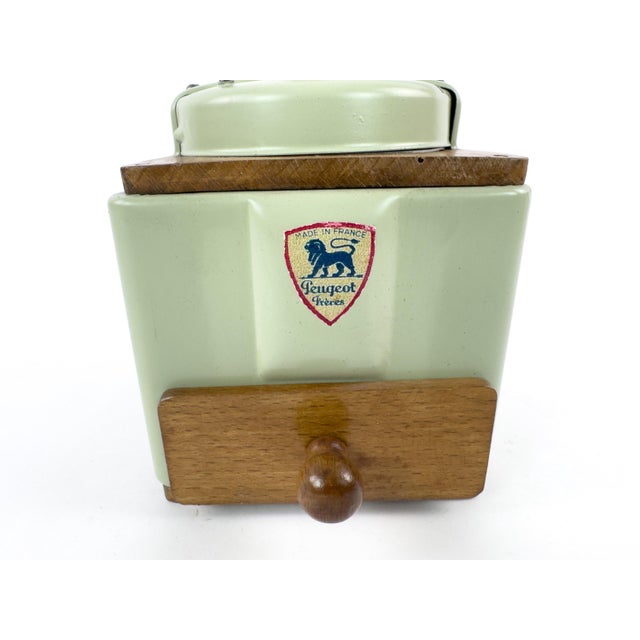 French Provincial Vintage Peugeot Frères French Coffee Grinder in Sage Green, Mid-20th Century For Sale - Image 3 of 14