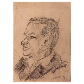 Mino Maccari, Profile, Drawing, Mid-20th Century For Sale
