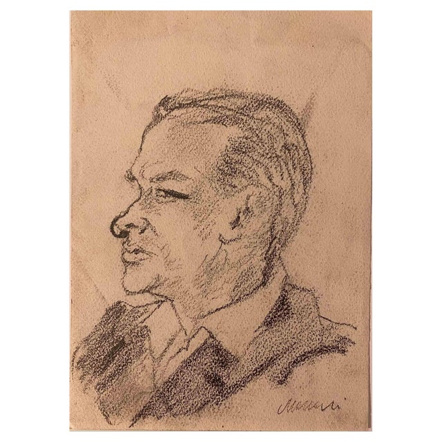 Mino Maccari, Profile, Drawing, Mid-20th Century For Sale