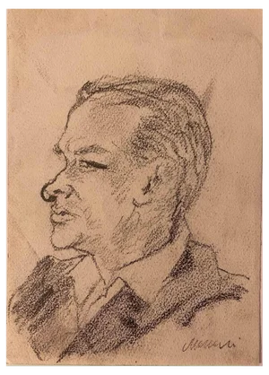 Mino Maccari, Profile, Drawing, Mid-20th Century