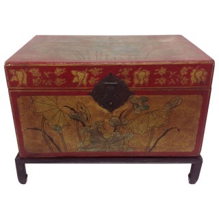 Red Lacquer Zhejiang Leather Trunk For Sale
