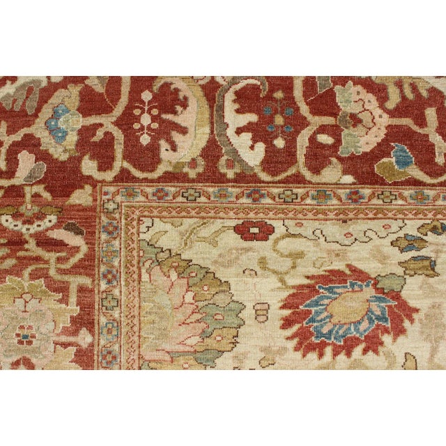 Ivory Large Vintage Persian Sultanabad Rug With All-Over Design in Ivory Background For Sale - Image 8 of 13