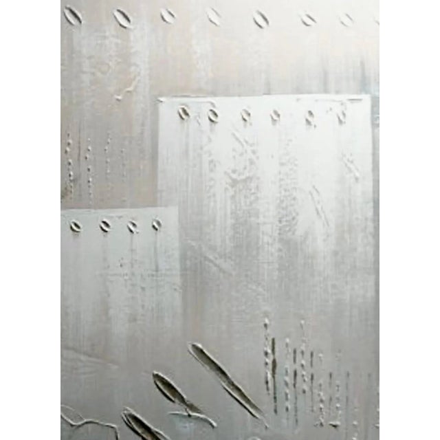 Postmodern Vintage Lee Reynolds Postmodern Brutalist Industrial Textured Modern Neutral Gray New York City Oil on Canvas Cityscape Signed For Sale - Image 3 of 12