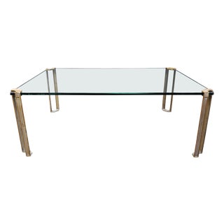 Rectangular Glass and Cast Brass T24 Pioneer Coffee Table by Peter Ghyczy, 1970s For Sale
