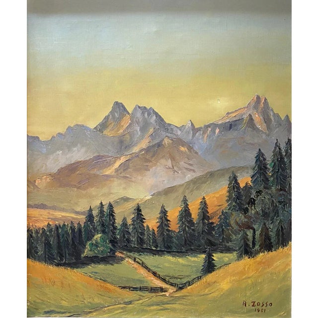 Oil on canvas sold with frame Total size with frame 58x67 cm Signed A. Zosso (artist unknown from the gallery) Dated 1951