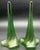 Antique Victorian Glass Epergne Trumpet Horn Vase Green Opaline Metal Base Pair For Sale - Image 10 of 17