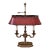 Vintage Brass Bouillotte Library Desk Lamp With Oxblood Red Crackle Tole Shade, 2005 For Sale