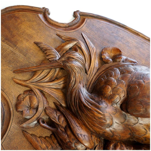 19th Century Antique Black Forest Carved Wood Wall Plaque 32" Large Hunting Trophy Fruits of the Hunt Game Birds Animals For Sale - Image 5 of 10