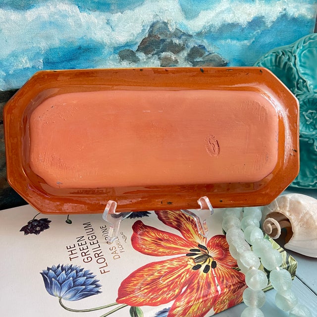 Burnt Orange F F Griffi Corsica Terracotta Rectangular 14" Platter For Sale - Image 8 of 9