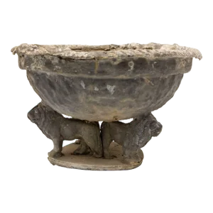 Lead Bird Bath on Lion Supports, Late 19th Century