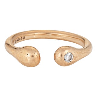 C1977 Cartier London Diamond Ring Sz 4.5 Pinky Band 18k Yellow Gold Vintage For Sale