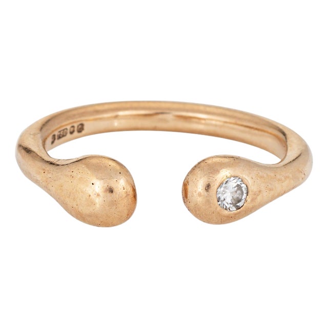 C1977 Cartier London Diamond Ring Sz 4.5 Pinky Band 18k Yellow Gold Vintage For Sale