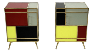 Stained Glass Bedside Tables, 1980s, Set of 2
