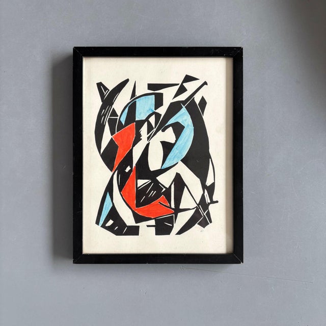1960s Wobbe Alkema, Composition, 1961, Linocut For Sale - Image 5 of 10