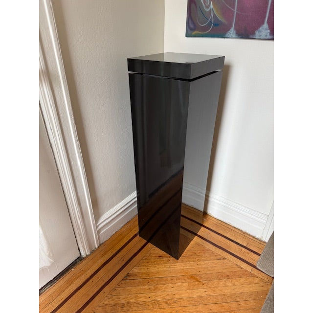 Mid-Century Formica Black Swivel Top Pedestal For Sale - Image 4 of 6