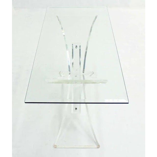 Early 20th Century Mid-Century Modern Lucite Base and Glass-Top Console Table For Sale - Image 5 of 11