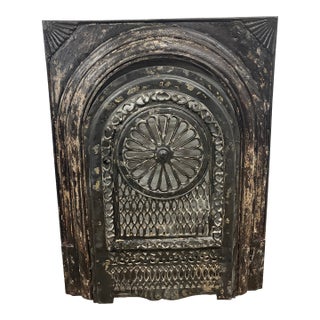Late 19th Century 21" W X 26.5"h Decorative Burnished Cast Iron Fireplace Surround and Insert For Sale