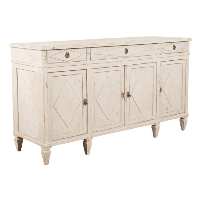 19th Century Swedish Gray Gustavian Sideboard Buffet For Sale