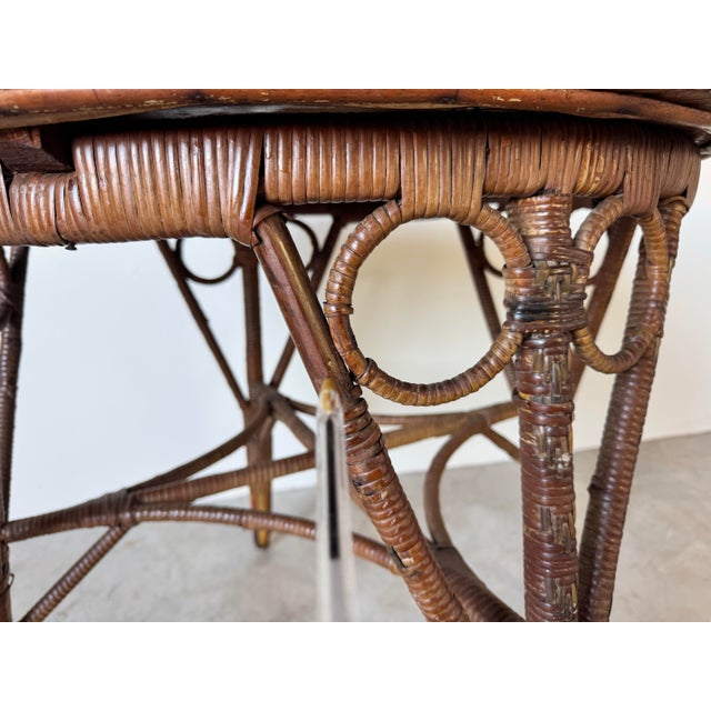 Vintage Boho Chic Bamboo and Rattan Round Accent Table For Sale - Image 12 of 12