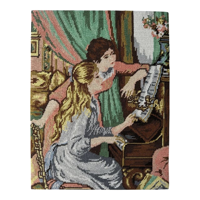 Young Girls at the Piano (Based on Renoir’s Painting) Needlepoint [Unframed]. For Sale