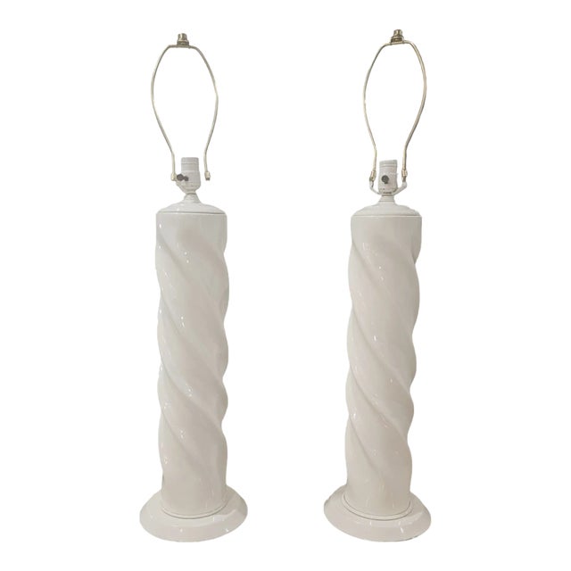 Postmodern Ceramic Twist Lamps Michael Taylor Style - A Pair For Sale
