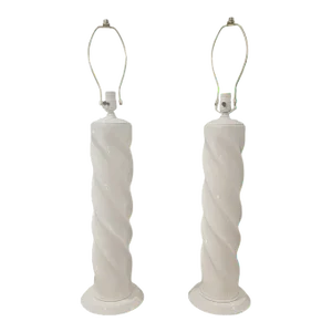 Postmodern Ceramic Twist Lamps Michael Taylor Style - A Pair