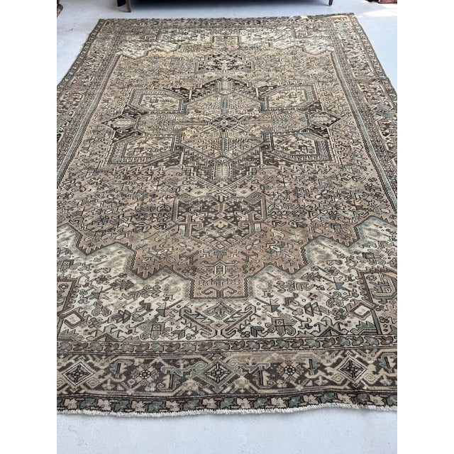 MUTED Vintage Heriz with Quiet Power Slate Rug 10 x 13 For Sale - Image 9 of 12