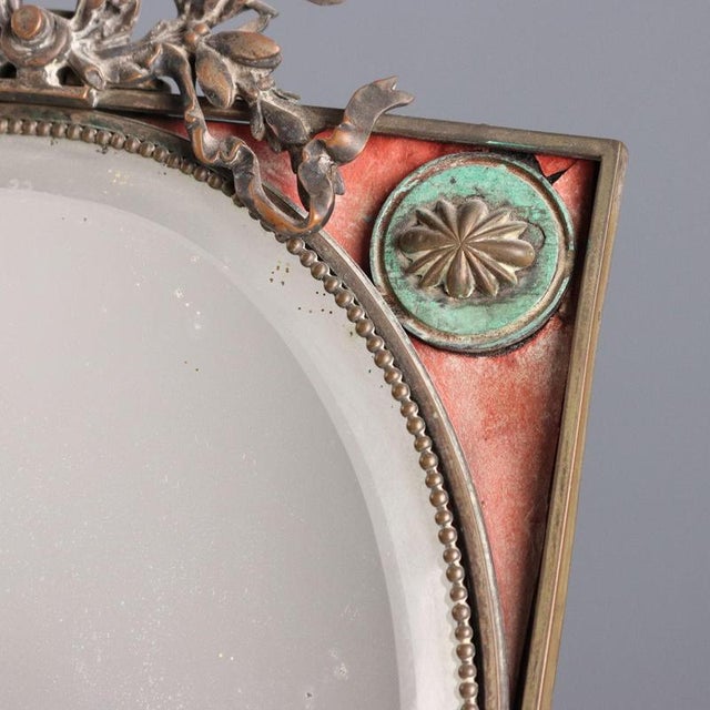 Beveled Table Mirror with Bronze Frame For Sale - Image 6 of 10