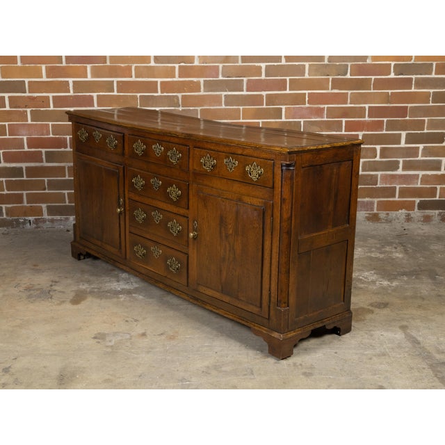English 1820s Georgian Period Oak Dresser Base with Doric Semi Columns For Sale - Image 12 of 12