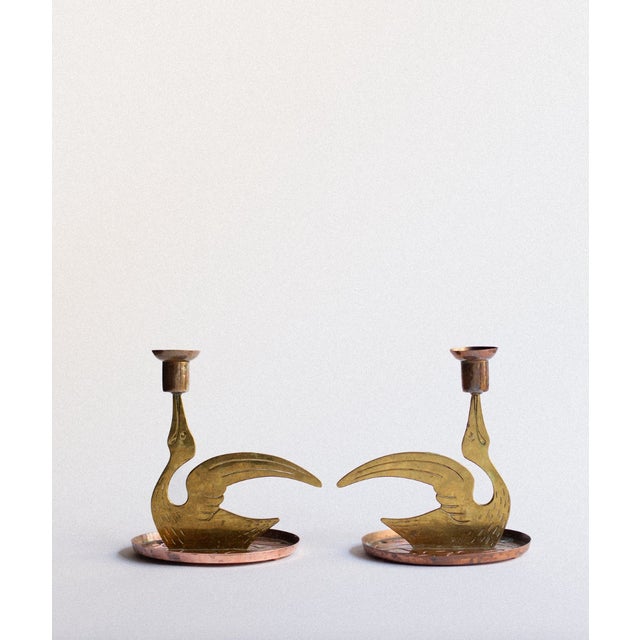 Scandinavian Brass Bird Candleholders, 1960s, Set of 2 For Sale - Image 4 of 5