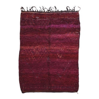 1980s Burgundy Collector Moroccan Wool Rug - 9.5 X 6.5 Ft For Sale