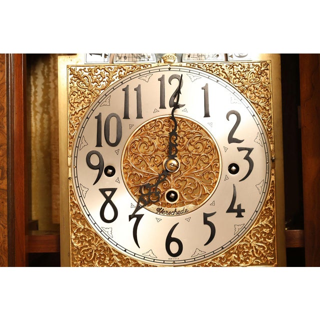 Herschede Burl Wood Five Tube Grandfather Clock For Sale - Image 12 of 18