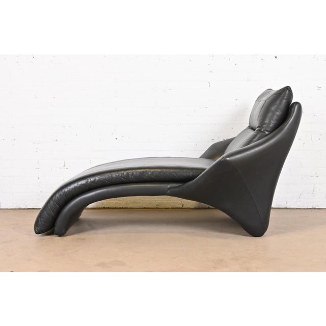 Roger Rougier Modern Black Leather Chaise Lounge Chairish
